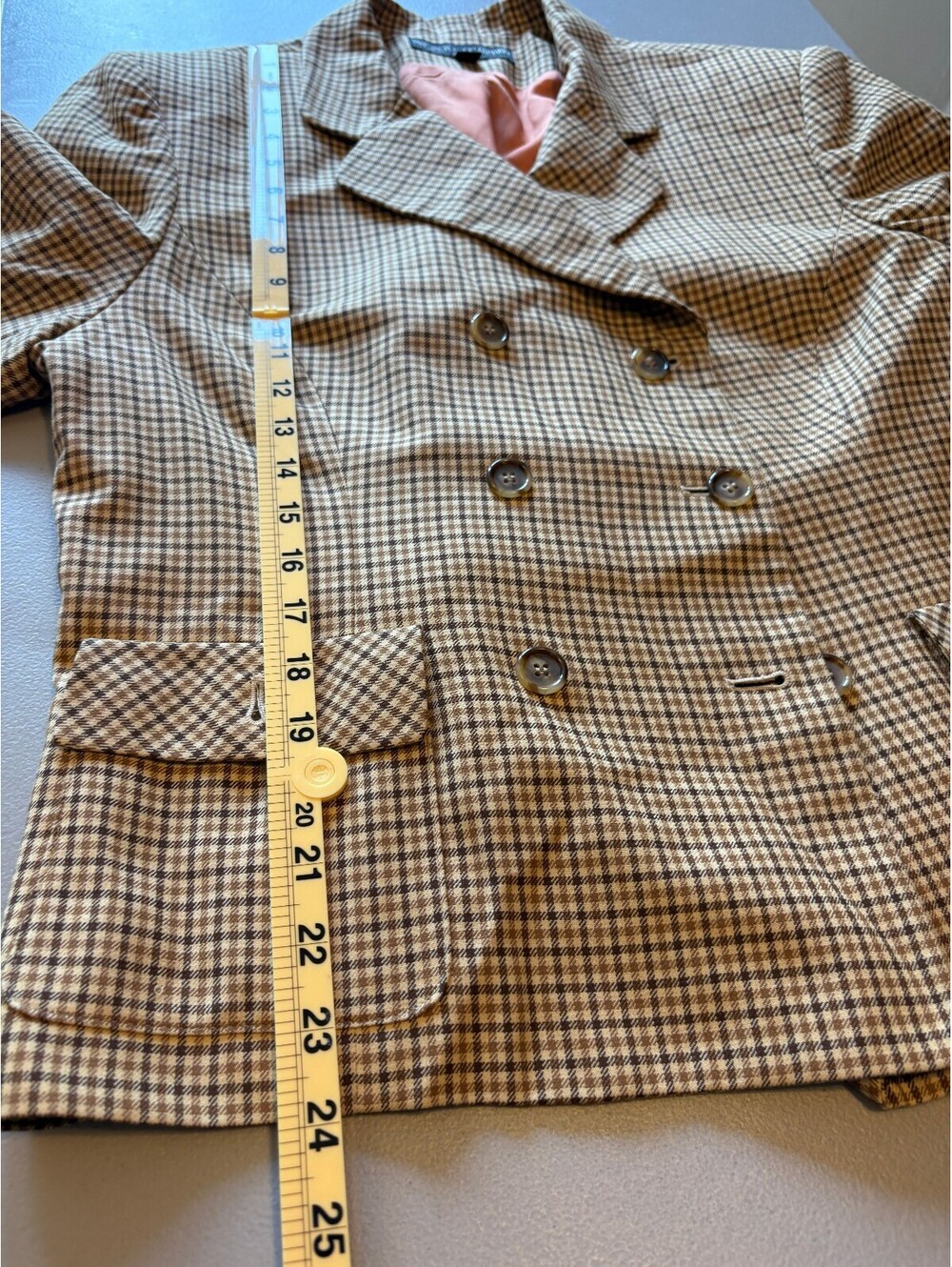 Kasper & Company ASL Women's Size 16 Brown Checkered Blazer Wool Blend - Picture 9 of 9